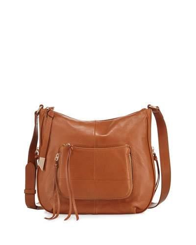 Amber Leather Large Crossbody Bag, Honey Brown