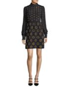 Circle-embroidered Mock-neck