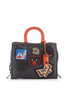 Rogue Varsity Patch Leather Tote Bag, Navy