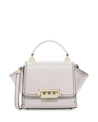 Eartha Leather Wing-side Crossbody Bag, Dust