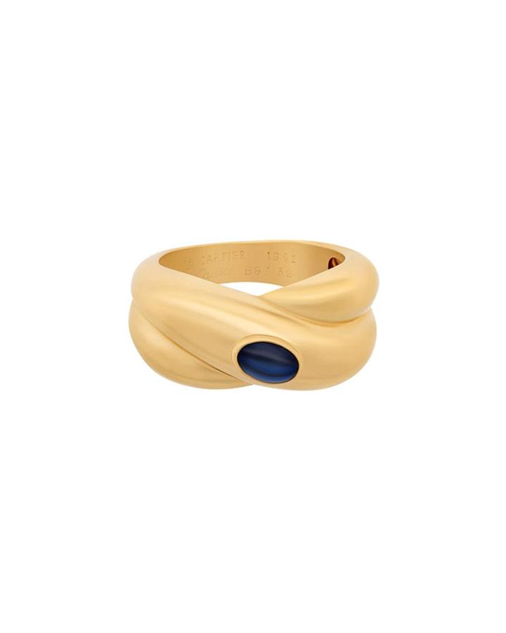 Estate 18k Yellow Gold Sapphire Cabochon Ring,