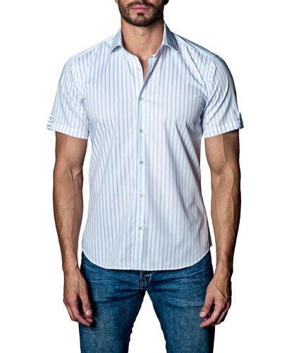 Short-sleeve Seersucker-striped