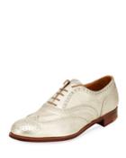 Metallic Leather Wing-tip Oxford