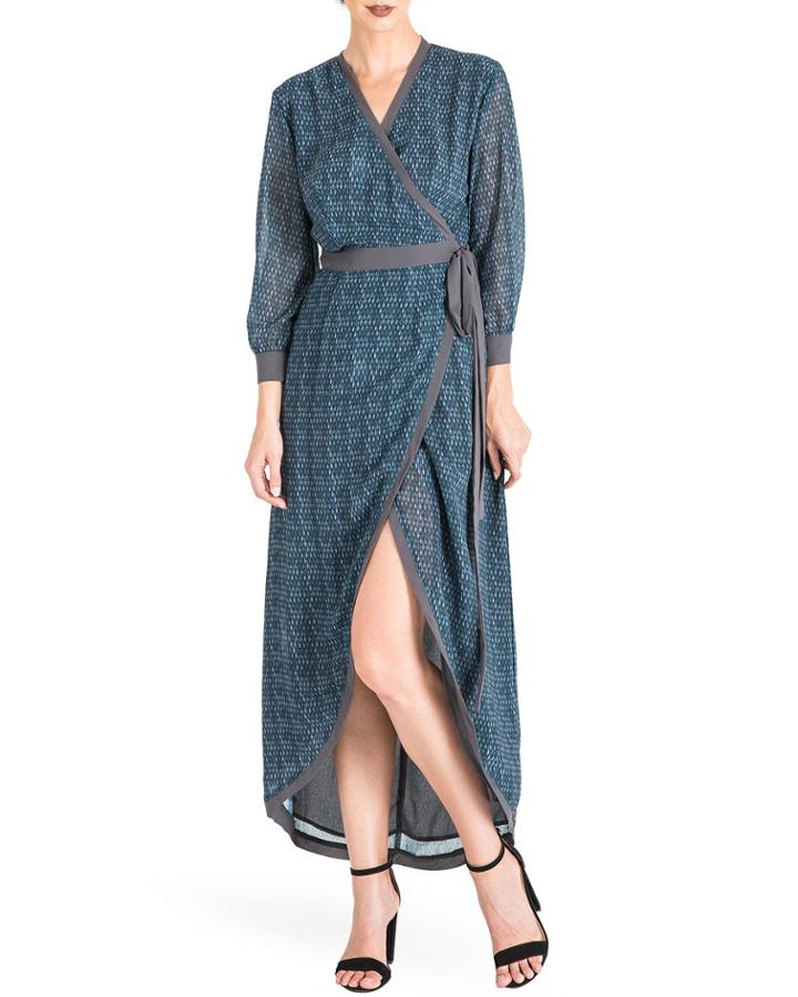 Elle Snakeskin-print High-low Wrap Front