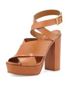 Matte Leather Ankle-wrap Sandal,