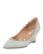 Rockstud Patent-leather Low-wedge Pumps