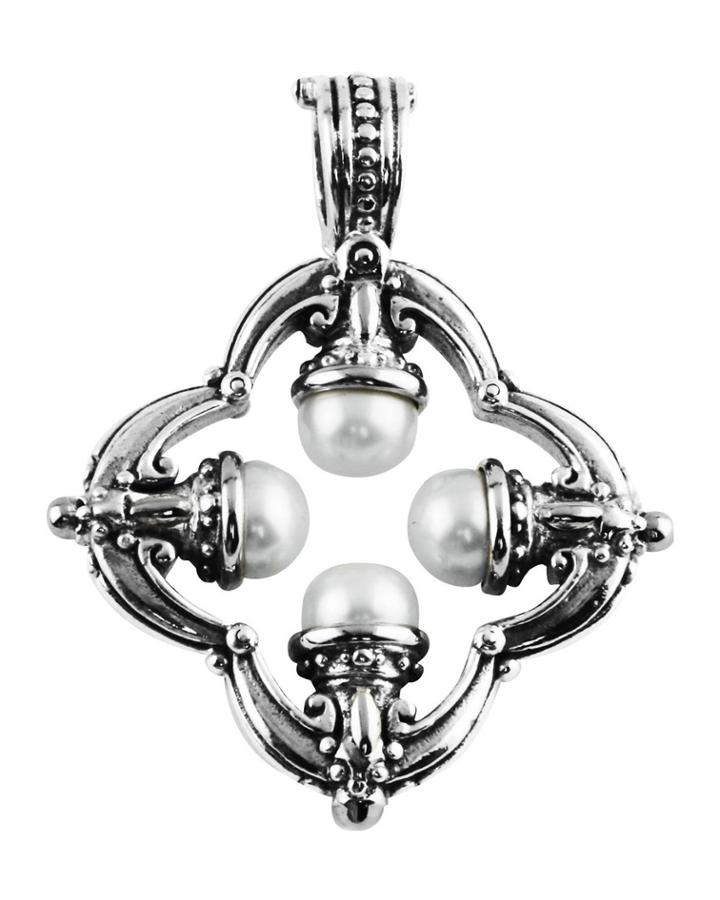 Konstantino Silver & Pearl Clover Pendant Enhancer, Women's, White