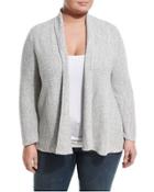 Ribbed Open-front Cardigan, Gray,