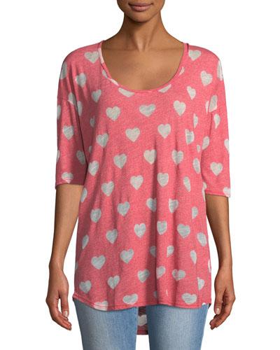 Heart-pattern Half-sleeve Tee