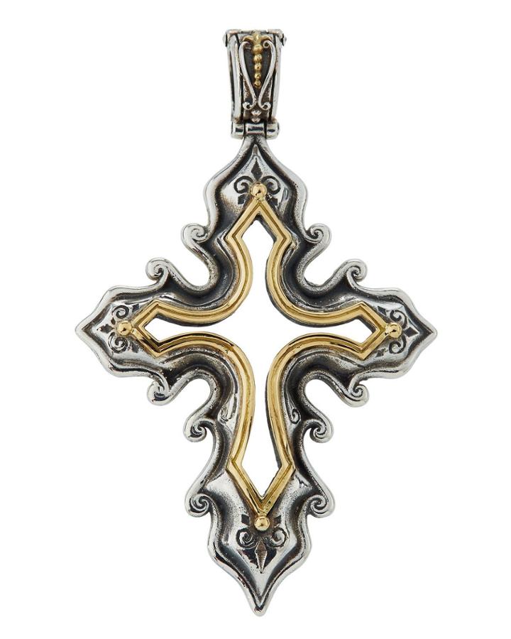 Sterling Silver & 18k Gold Open Cross Pendant