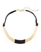 Suede-wrapped Collar Necklace, Black