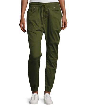 Sienna Twill Jogger Pants, Olive
