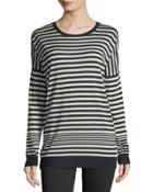 Crewneck Long-sleeve Striped Pullover