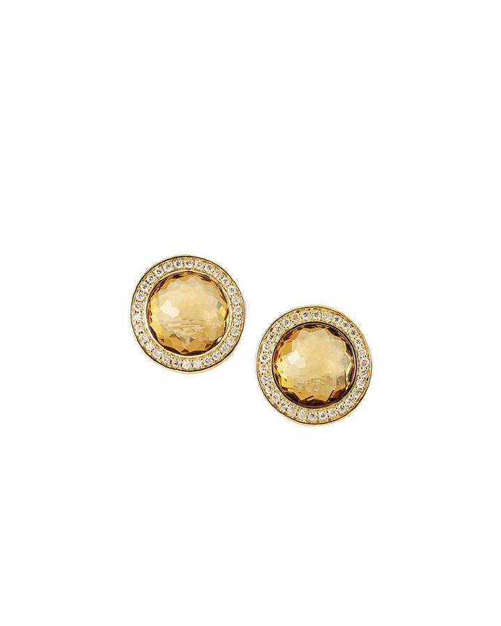 18k Lollipop 8mm Stud Earrings In Cognac Citrine