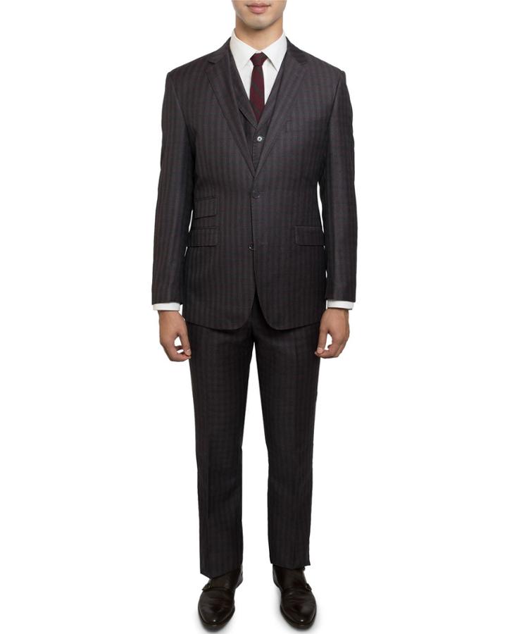 Men's Slim-fit Striped Three-piece