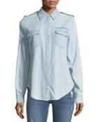 Military-style Button-front Denim