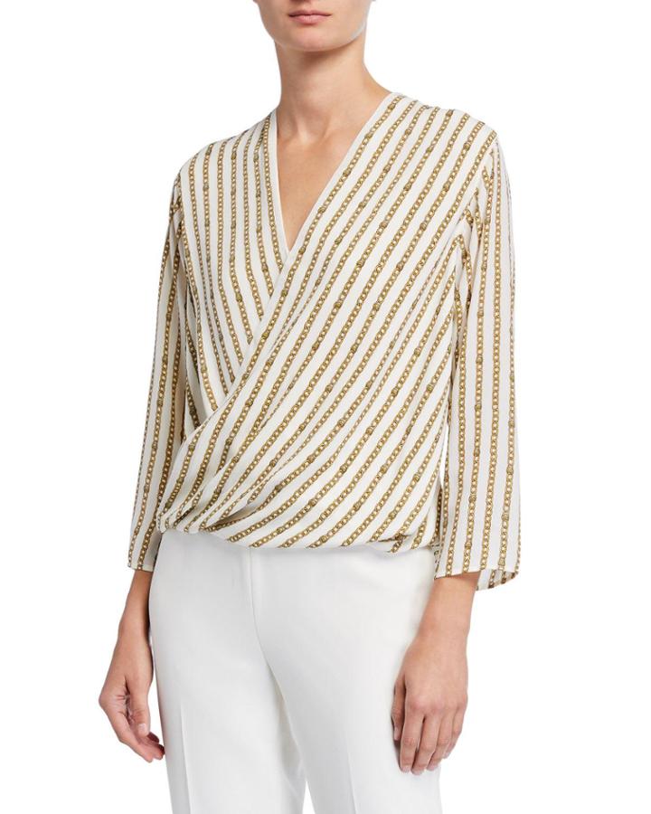 Surplice Faux Wrap Blouse