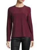 Long-sleeve Silk Blouse, Wine