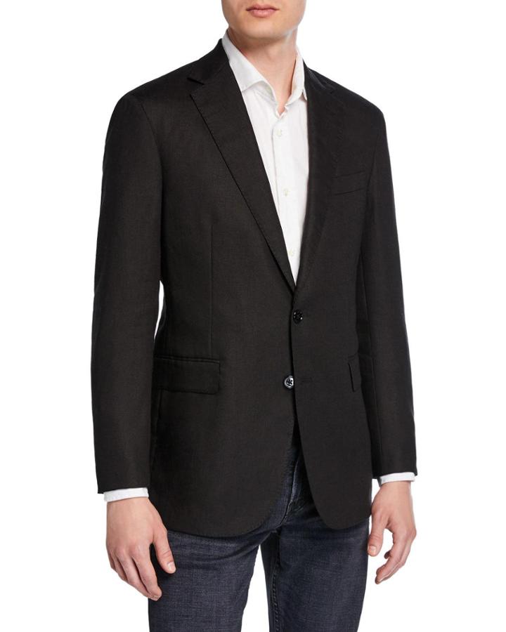 Men's Hadley 2-button Linen Jacket, Black