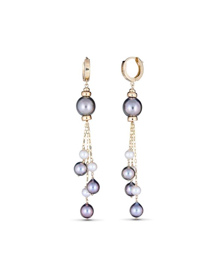 Casual Chic 14k Dangling Multi-pearl Earrings
