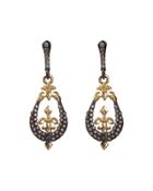 Mini Diamond Fleur-de-lis Horseshoe Drop Earrings