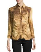 3/4-sleeve Printed Blouse