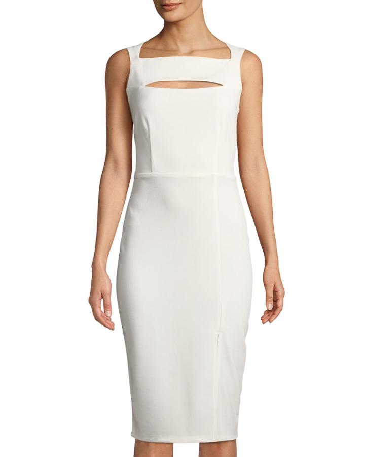 Cutout Square-neck Crepe A-line Dress