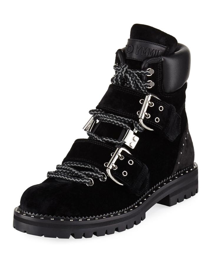 Breeze Buckled Velvet Biker Boot