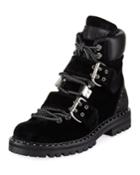 Breeze Buckled Velvet Biker Boot