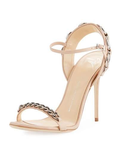 Multi-chain Leather High Pump, Blush