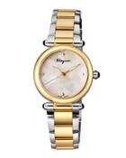 34mm Idillio Two-tone Bracelet Watch W/ Mother-of-pearl Dial, White