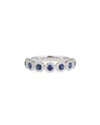 14k White Gold Sapphire & Diamond Halo Ring