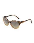 Anais Two-tone Tortoise Cat-eye Sunglasses, Taupe/brown