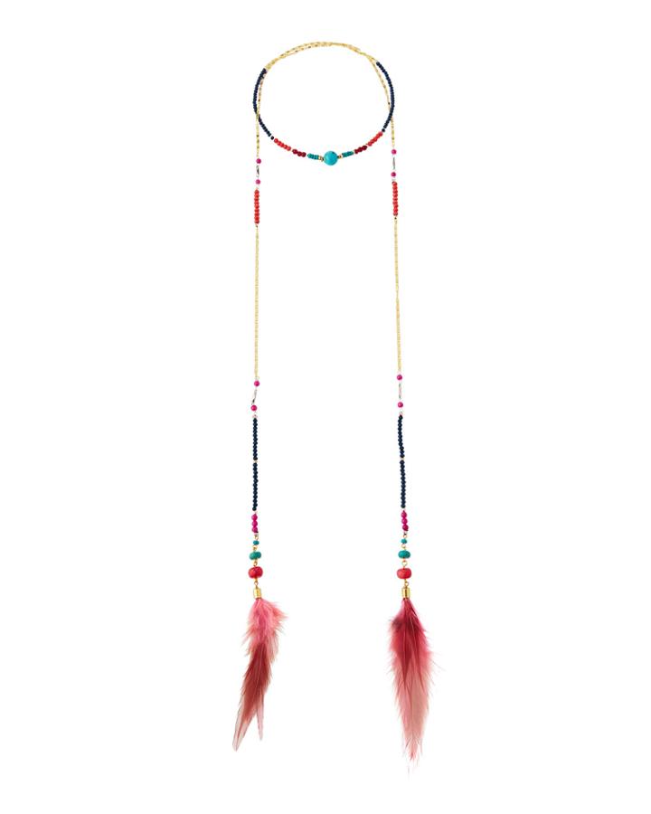 Wrapped Lariat Feather Necklace