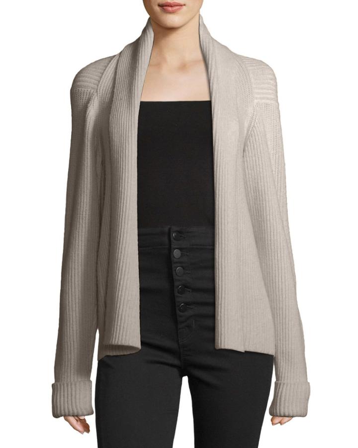 Long-sleeve Draped Wool Rib-knit