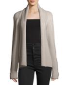 Long-sleeve Draped Wool Rib-knit