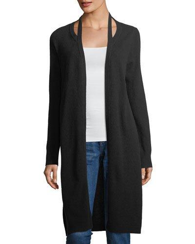 Cashmere Cutout Duster Cardigan, Black