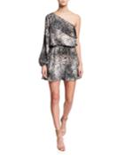Pear One-shoulder Patterned Dress