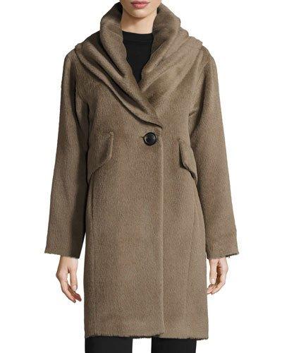 Oversized Hooded Alpaca & Wool Coat,