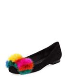 Ballet Flats With Multicolor Pompom