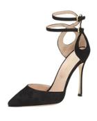 Strappy Suede D'orsay Pump, Black