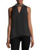 Fay Bead-trim Crepe Top