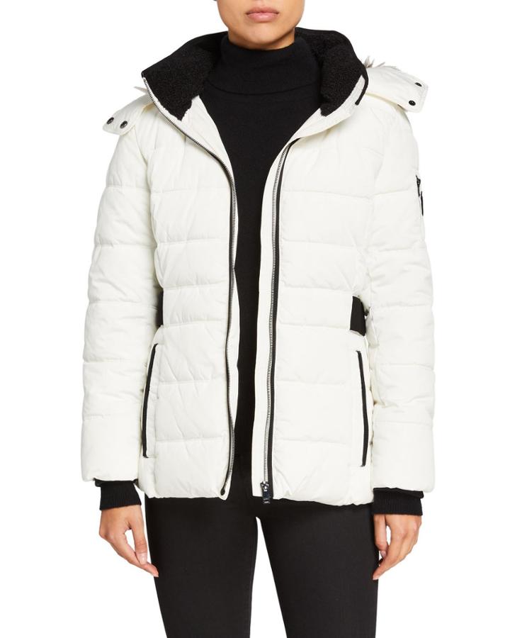 Short Faux-fur-trim Down Puffer Coat