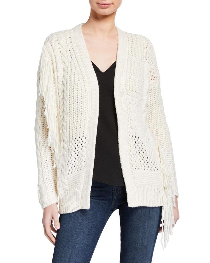 Novelty Mix-stitch Fringe Cardigan