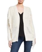 Novelty Mix-stitch Fringe Cardigan