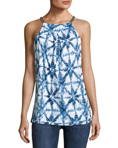 Hamilton Printed Chain Tank, Blue Pattern