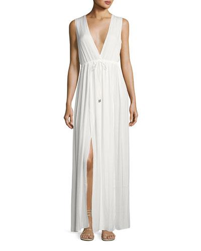 Kylie Satin Maxi Dress, White