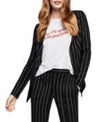 Striped Open-front Tuxedo Blazer