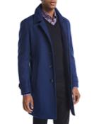 Wool Single-breasted Top Coat, Blue