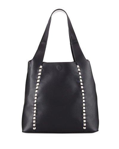 Del Pebbled Whipstitch Tote Bag, Black
